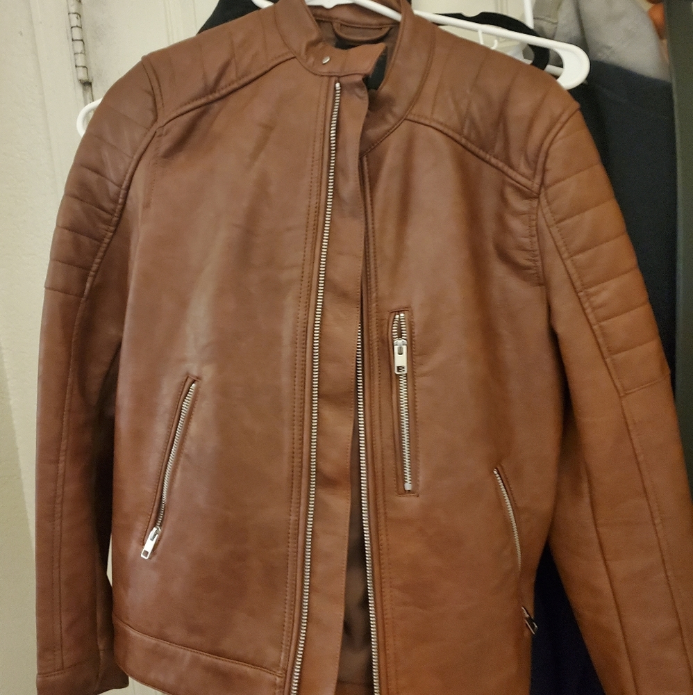 A H&M brown leather jacket